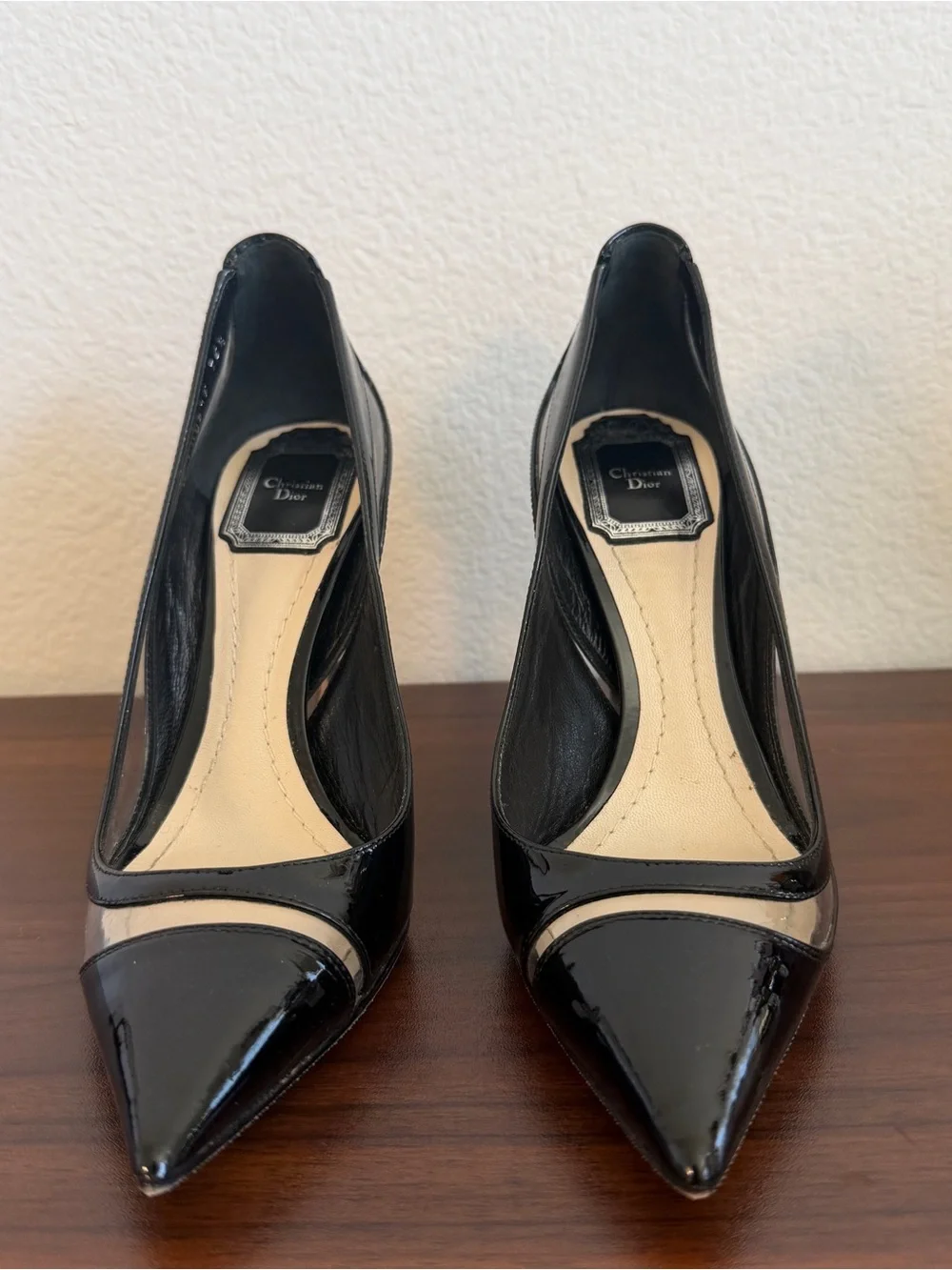 Dior Black Patent Pointed-Toe Pumps